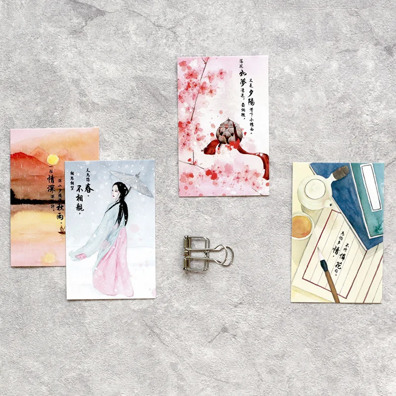 28 Sheets/Set Chinese Ancient Beauty Mini Lomo Greeting Card Postcard/Wish Card/Christmas And New Year Gifts