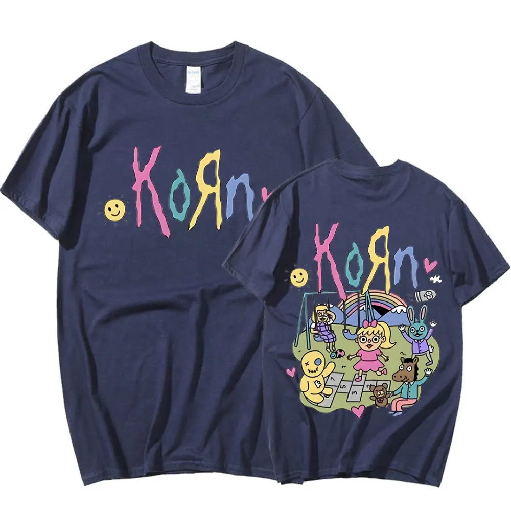 Korn Cartoon Rock Band Music Album T Shirt Men Women Harajuku Metal Gothic Oversized T-shirt Summer Cotton Short Sleeve T Shirts