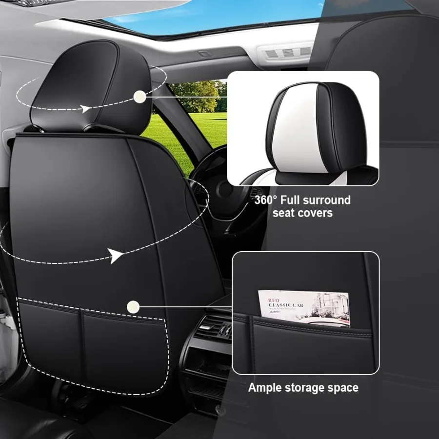 أغطية مقاعد سيارة فاخرة من جلد نابا مقاومة للماء مكونة من 5 مقاعد لسيارة تشيفي كامارو 20002024 قسط مريح مناسب مع وسادة هوائية متوافقة