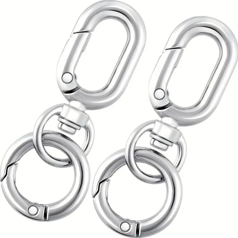 2pcs New Metal Double Opening Swivel Clasp Clips with Key Ring Zinc alloy Key Chain Clip 3 Colors DIY Lanyard