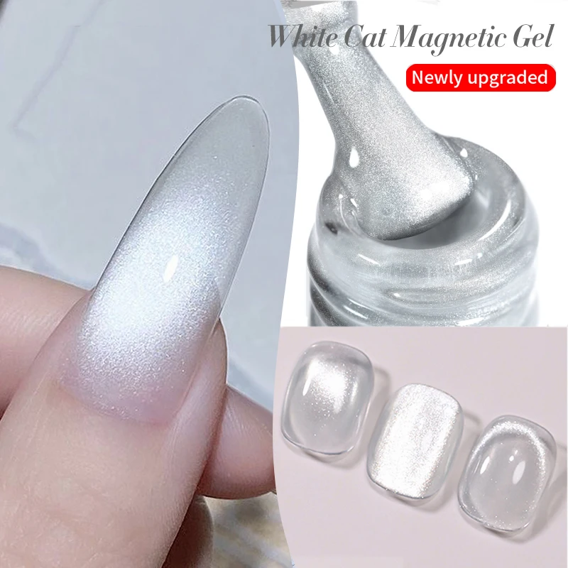 BORN PRETTY 10ml White Cat Magnetic Gel Ultra Shine Super White Semi Permanent Jelly Color Soak Off UV LED Gel Nail Art Varnish