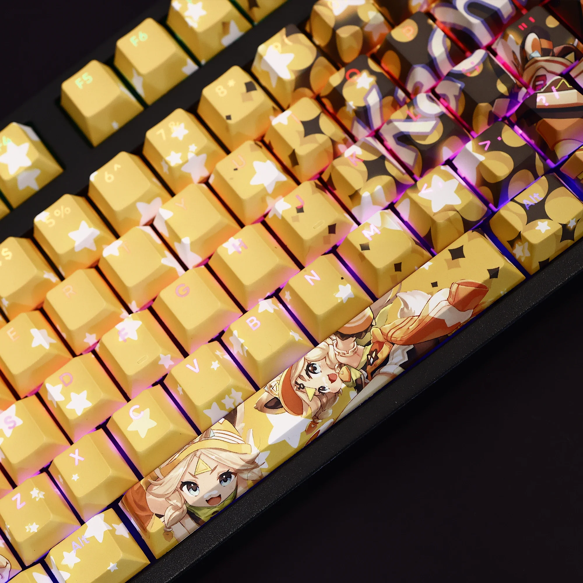 108 klawiszy/zestaw Genshin Impact Kachina PBT Cherry Profile Anime Game Girl Keycaps dla przełącznika MX do klawiatury mechanicznej DIY Custom