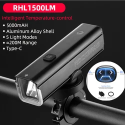 ROCKBROS 1000-1500LM Bicycle Light 5000mAH Cycling Lamp Flashlight For Gopro Holder IGS Garmin Bryton Computer Bike Headlight