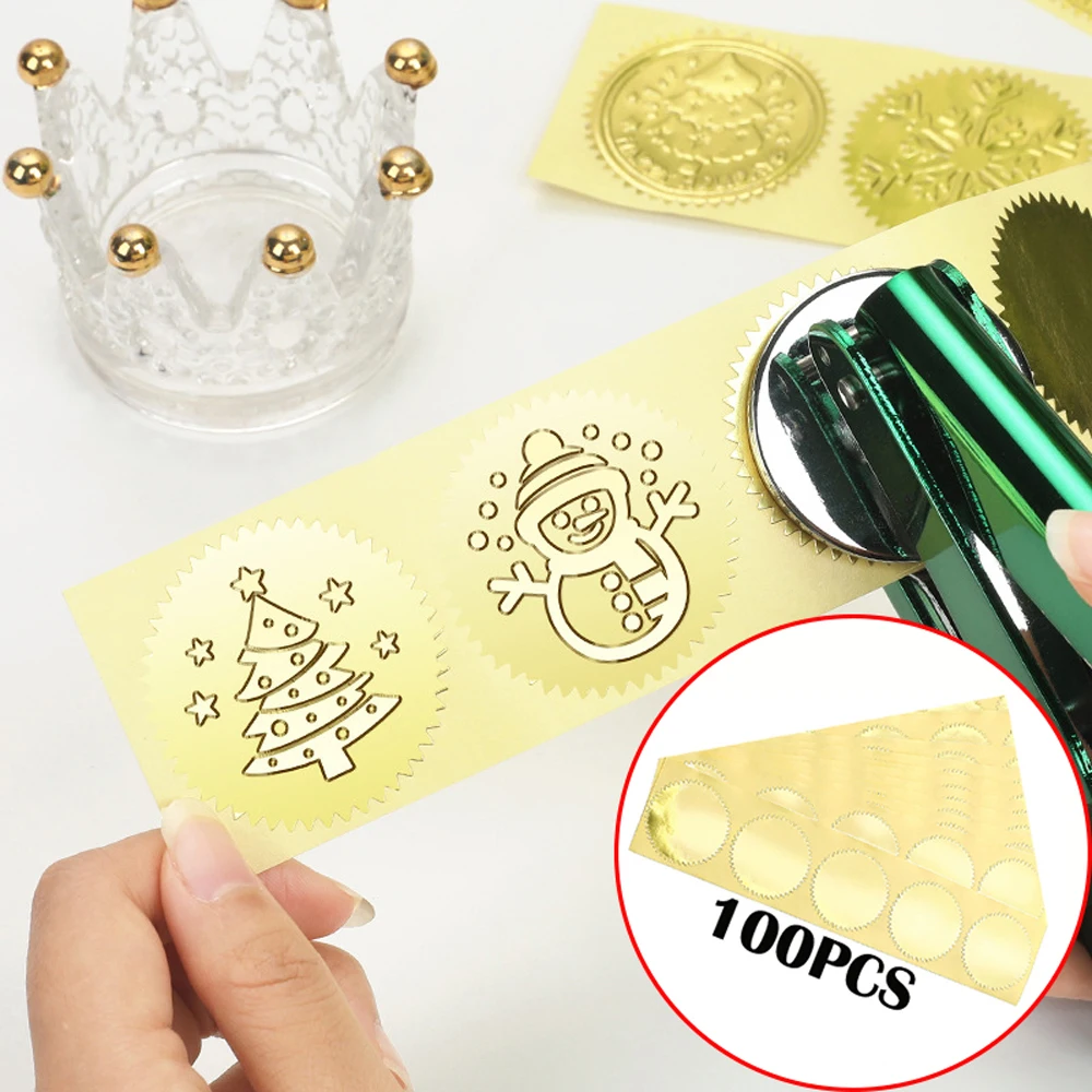 100pcs Gold Stickers with Custom Logo Embosser Custom Initial Text Embossing Seal Wedding Letter Head Decor DIY Envelope Sealing