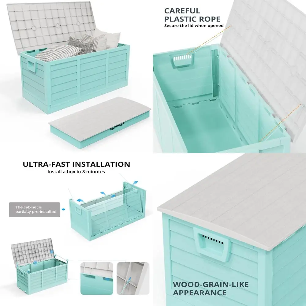 

75 Gallon Outdoor Storage Box, Plastic Container with Lid, Ideal for Patio, Deck, Garden, Pool, Balcony, Yard (Green)