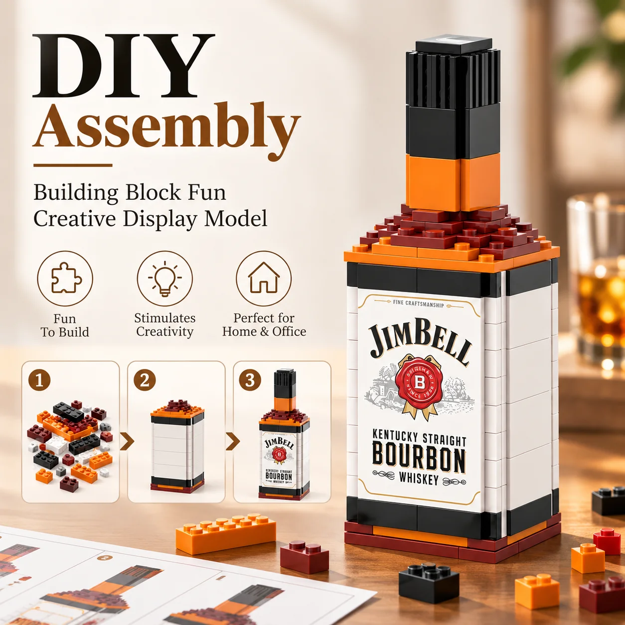 ชุดตัวต่อโมเดลขวดวิสกี้บูร์บง, - Home Bar Set บทวิจารณ์และราคา