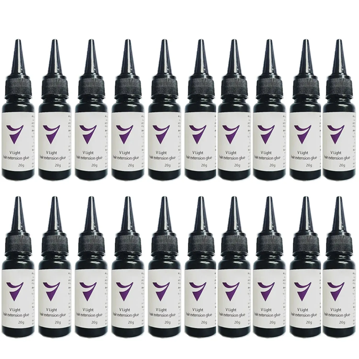 20 جرام V-Light Technology وصلات شعر مستعار الغراء مجموعة شعر مستعار شفاف قطعة وصلات شعر سريعة مع نقل الضوء V