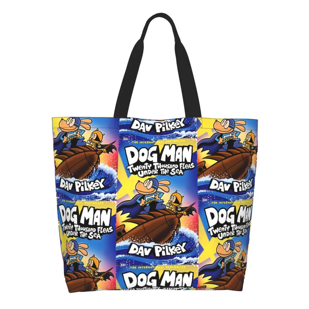 Funny Dogman Poster Animation Adventure Movie Shopping Tote Bag Canvas Shoulder Bags Shopper Grocery Handbag for Women