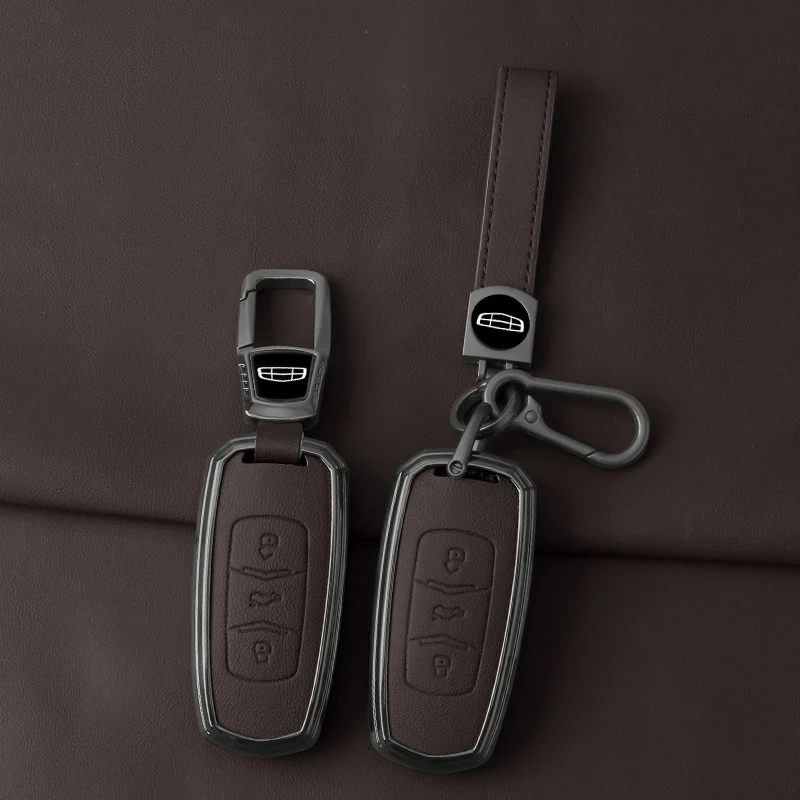 Zinc alloy Leather Car Key Case For Geely Emgrand 7 GX3 Atlas GS NL3 Gili Emgrand 7 EX7 GT GC9 Protector Accessories