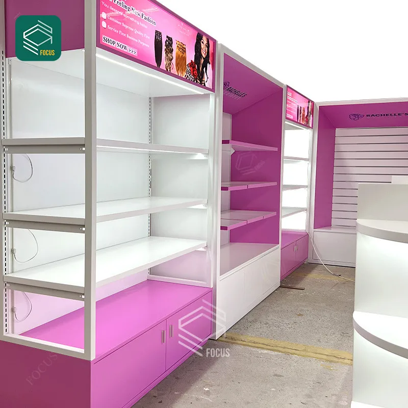 Custom.Supplies كشك مستحضرات التجميل عرض خزانة أرفف صالون التجميل مستلزمات الشعر متجر الجمال شعر مستعار عداد #4