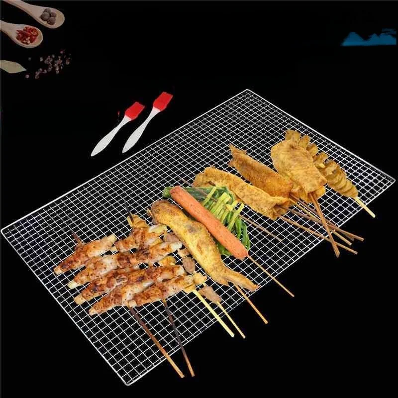 

Stainless Steel Rectangular Barbecue Grill Net Outdoor Kitchen Accessories Home Use Barbecue Tool Parts Easy to Clean