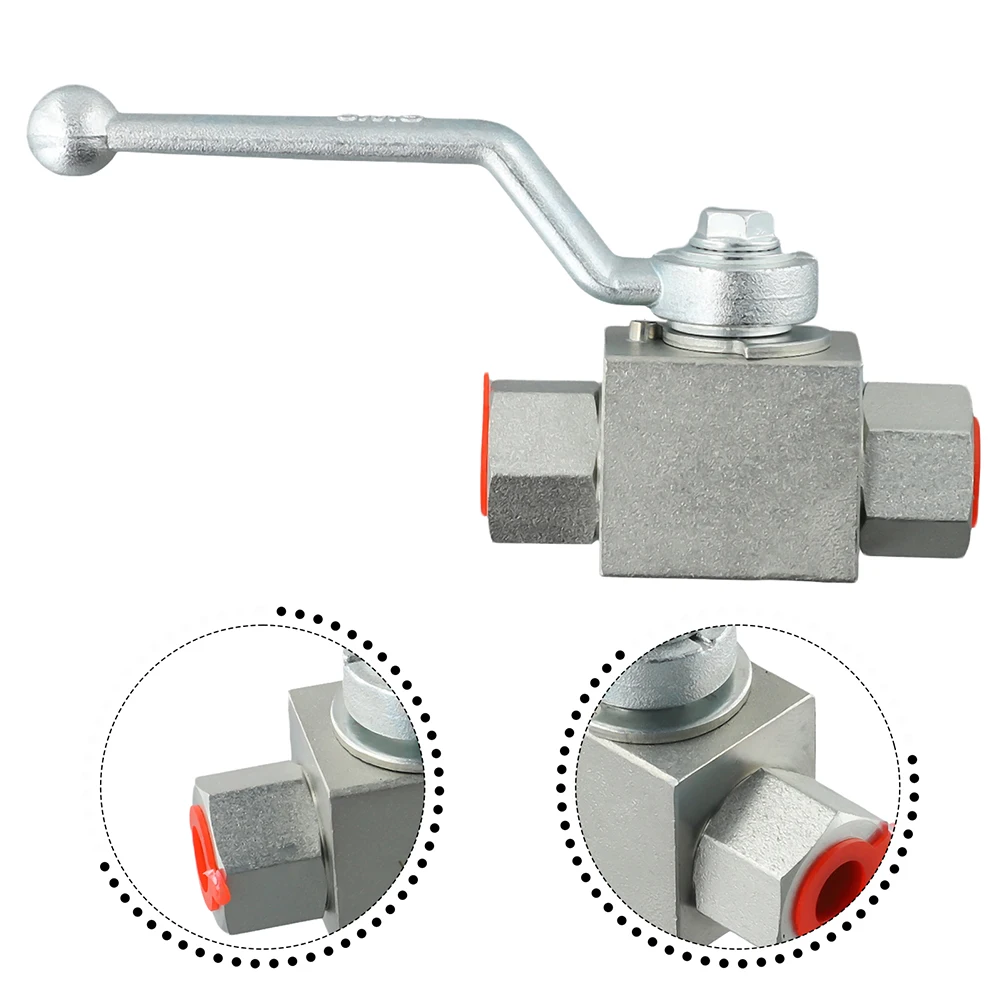 Hydraulic Valve Steel Ball Valve Hydraulic M14-M22 NPT Pipe Sturdy 2 Way High Pressure Reliable Silver 7250 PSI