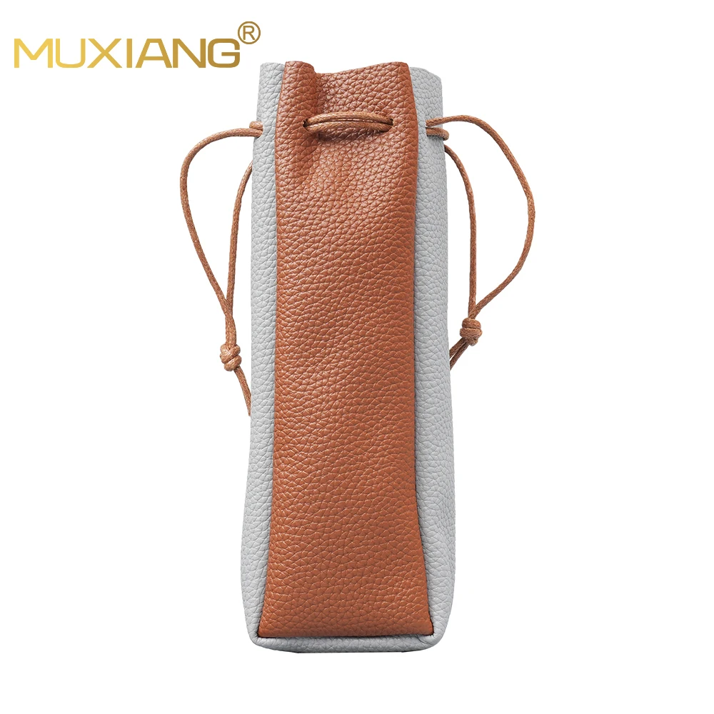 MUXIANG Genuine Leather Spliced Pipe Pouch Drawstring Storage Bag Protective Tobacco Pipe Smoking Accessories New Arrival