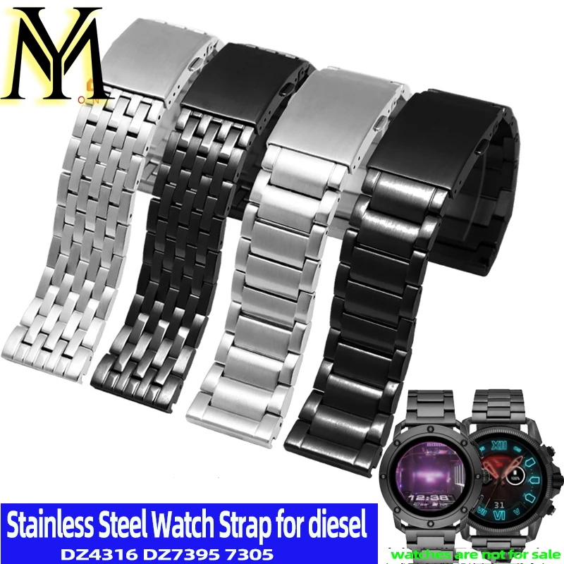 

Ремешок из нержавеющей стали 24 мм, 26 мм, 28 мм, 30 мм для Diesel DZ4316 DZ7395 7305 4209 4215, мужской металлический однотонный ремешок для часов, браслет
