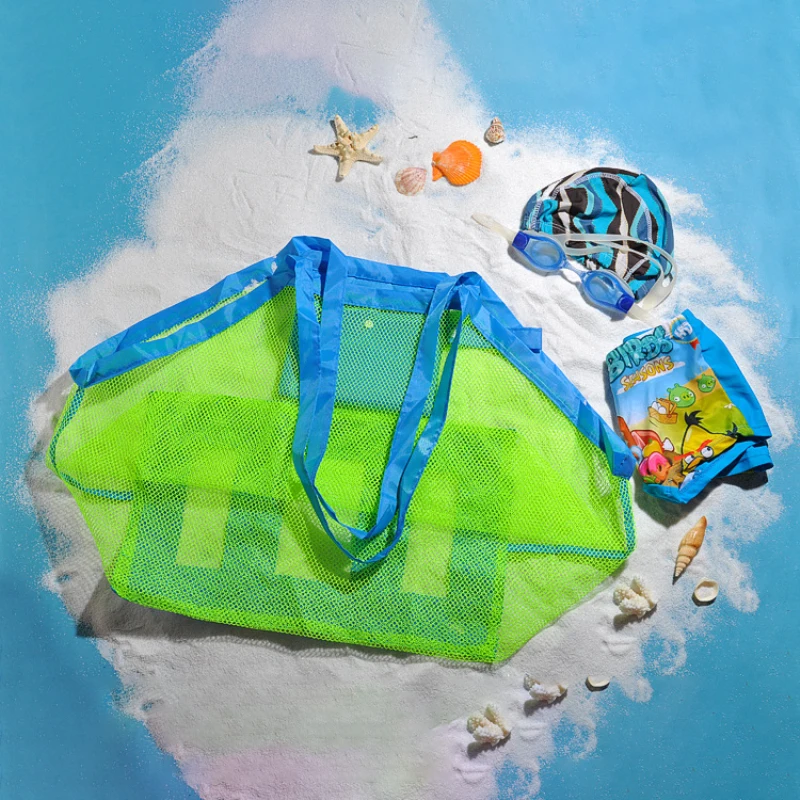 Children Sand Away Protable Mesh Bag Kids Toys Storage Bags Mesh Beach Bag Travel Swimming Large Beach Sundries Organiser Bags