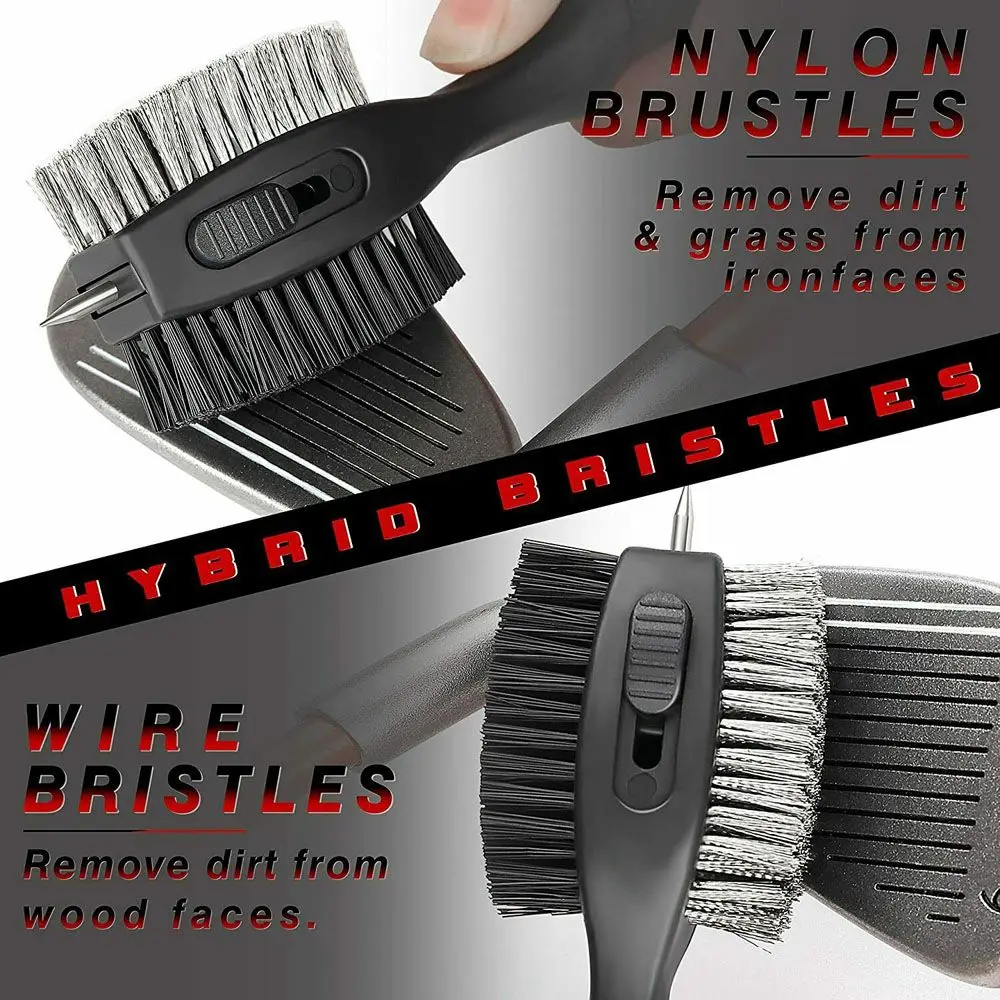 2-Sided Golf Club Cleaning Brush with Retractable Groove Cleaner – High-Quality Golf Accessory & Sharpener Tool 3