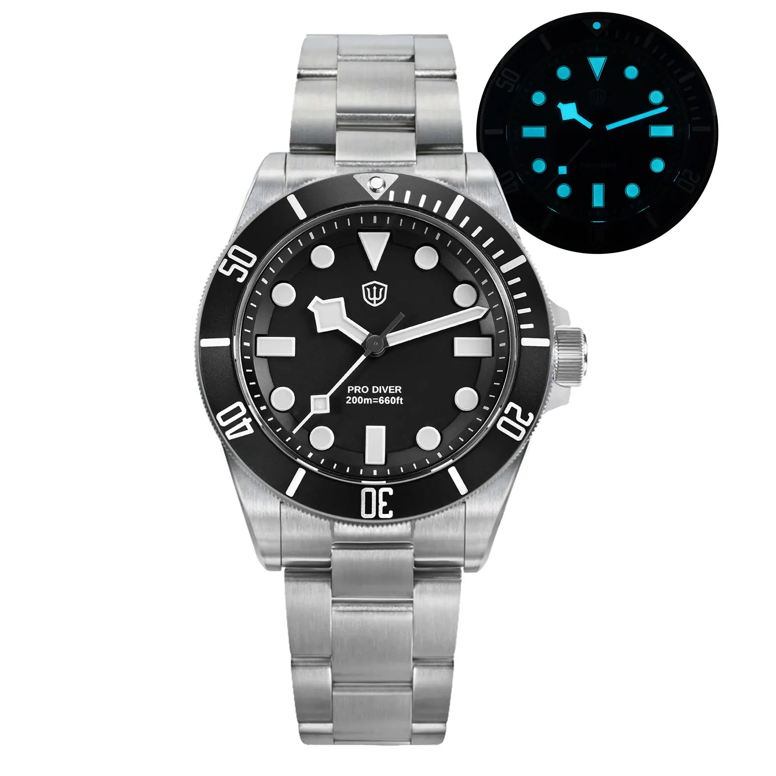 Watchdives WD1969 Pro 38mm Quartz Watch VH31 Sweep Seconds Movement 20Bar Waterproof BGW9 Blue Luminous Sapphire Glass Watches image 3