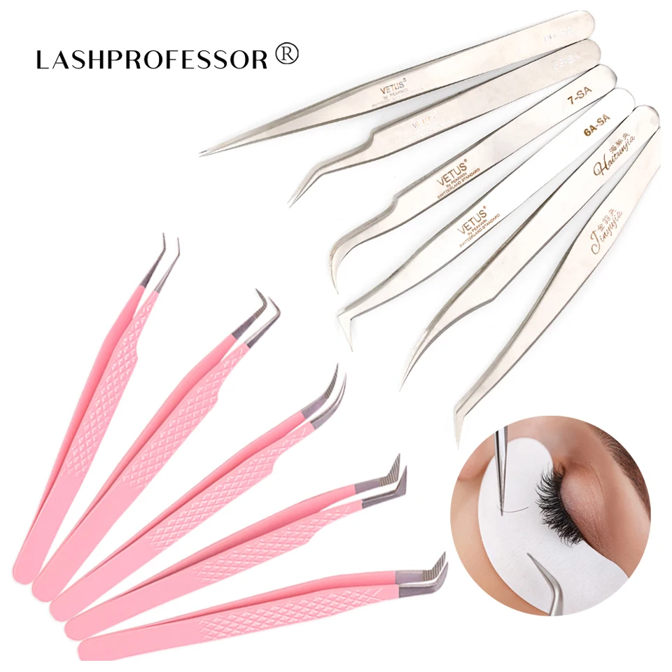 

Eyelash Extension Tweezers Makeup Tools Stainless Steel Non-magnetic False Eyelash Tweezers 3D Accurate tweezers For Makeup Tool