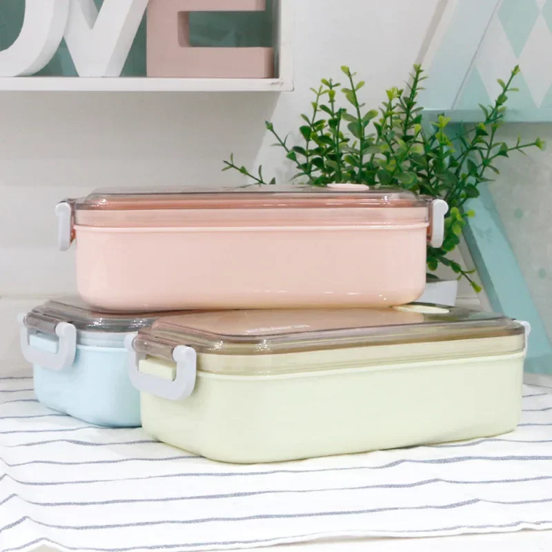 Single-layer Plastic Lunch Box Can Microwave Heat Lunch Box for Student Office Portable Bento Box Accessories