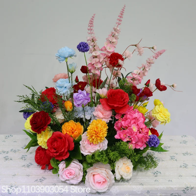 Rote Künstliche Rosen-Tischdekoration, Blumenarrangement für Hochzeit, Esstisch, Blumendekoration für Bankett, Party, Hotel, Eventdekoration – Detail 8