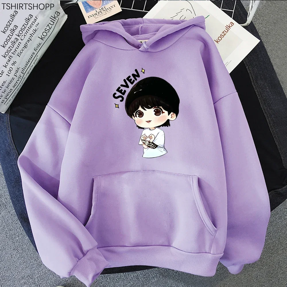 JungKook Seven Hoodie Women Harajuku Aesthetic Funny Kawaii Hoodies Unisex Autumn Winter Casual Fleece Pullover Sweatshirts Tops