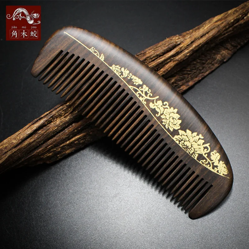 

Horned Dragonfly Hand-painted lacquer art comb made of precious wood, massage and hairdressing comb, in stock