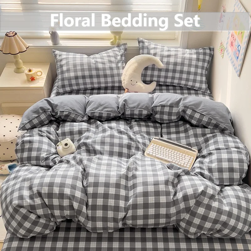 2025 New Floral Bedding Set Cute 3/4PCS Class A Knitted Cotton Duvet Cover Sheet Pillowcase for Single Double Queen King Size