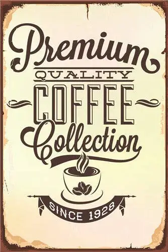 Винтажная металлическая жестяная вывеска в стиле ретро, высокое качество, кофе, уличный и домашний бар, настенный декор для отеля, 12X8 дюймов