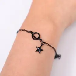 Korean Version Versatile, Luxurious, Fresh And Minimalist Student Black Planet Five Pointed Star Bracelet Women's Jewelry