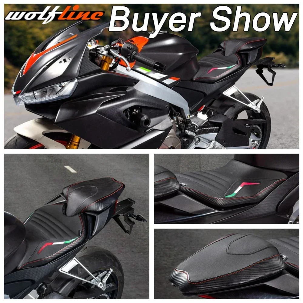 WOLFLINE Fahrersattelpolster Beifahrersitzkissen Motorrad Sozius für Aprilia RS 660 2020–2024 2021 2022 2023