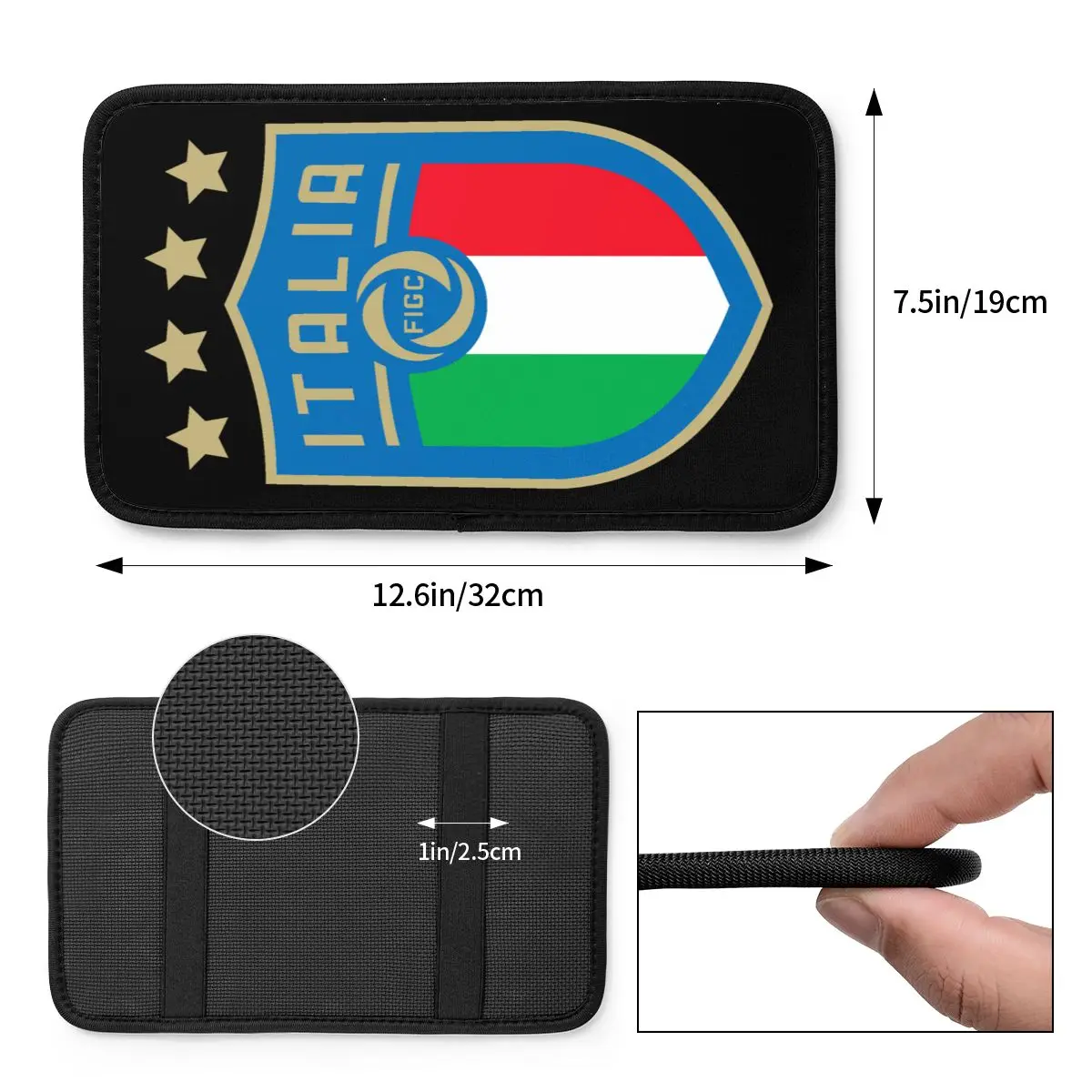 Custom Italia Figc Car Armrest Box Pad Anti-Slip Italian Football Gift Car Interior Accessories Cushion Pad Universal Style