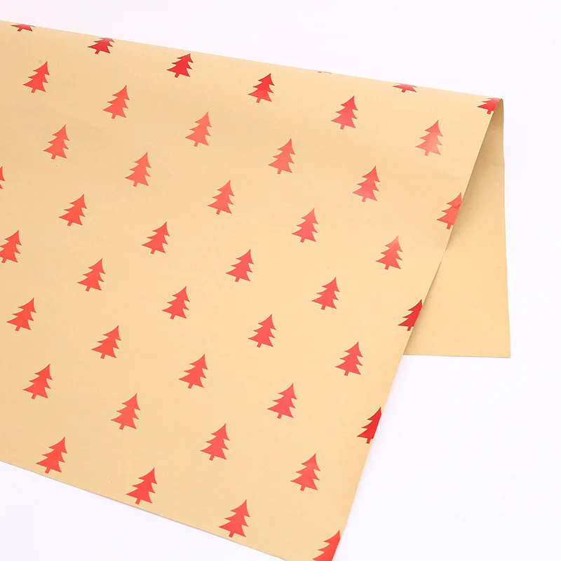 50*70cm Christmas Tree Wrapping Paper Xmas Elements Collection Wrapping Paper Festive Present Christmas Gift Diy Paper Material