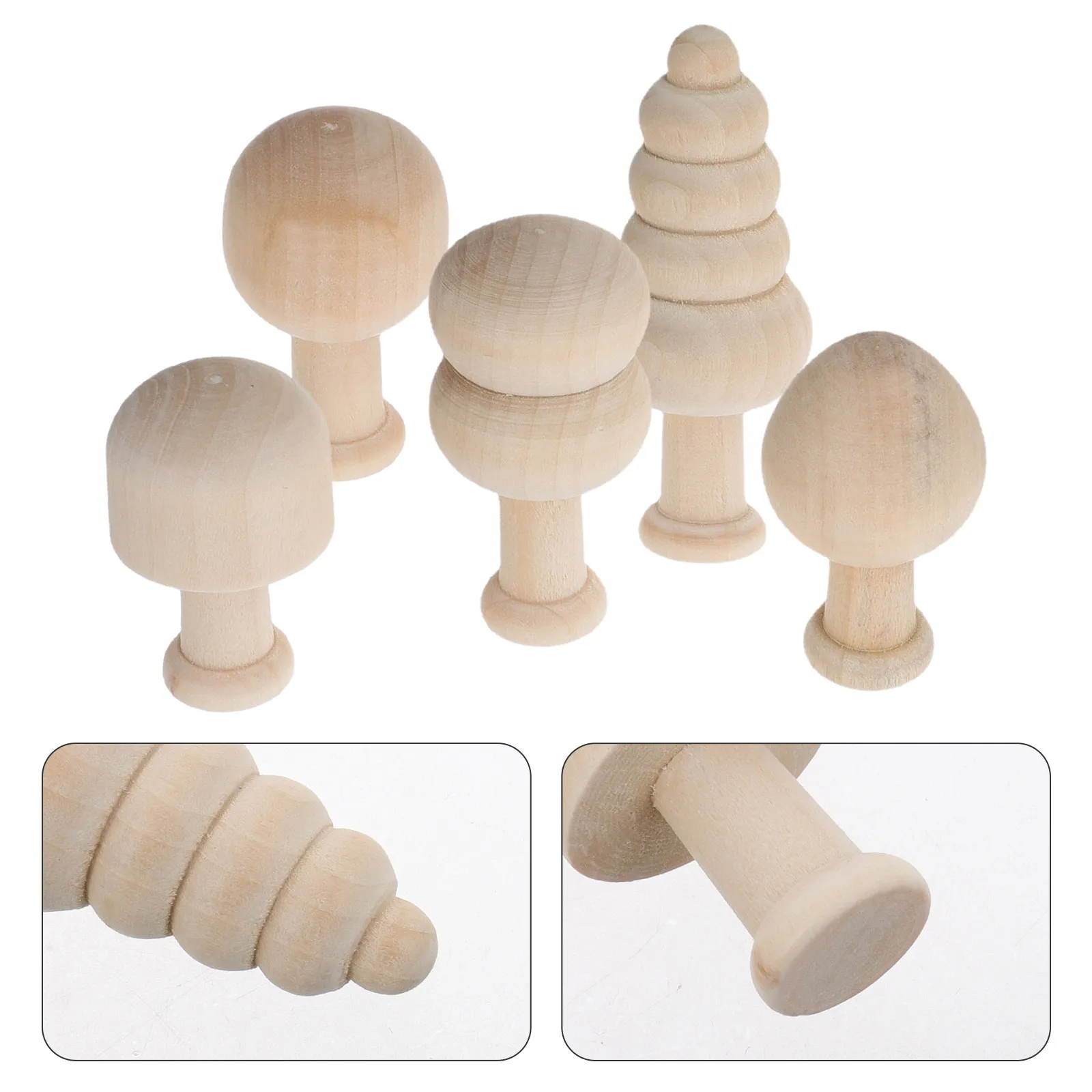 1Set Unpainted Wooden Mushroom Tree Figures DIY Craft Blank Painting Ornaments Home Decor Garden Decoration Artistic Project