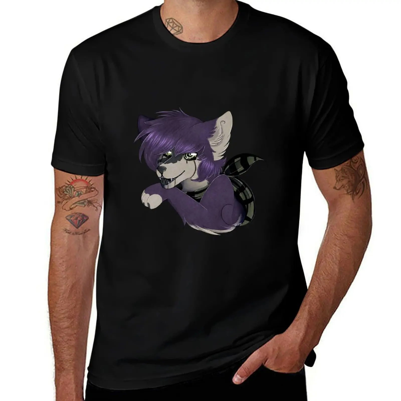 Smirking purple wolf with running eyes T-Shirt Sweat Absorbing Sports Tee Shirt T-Shirt