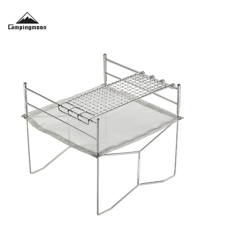 CAMPINGMOON SOLO-201 منصة صغيرة من الفولاذ المقاوم للصدأ لحرق الشتاء J شبكة قابلة للطي فرن محمول شبكة شواء #4