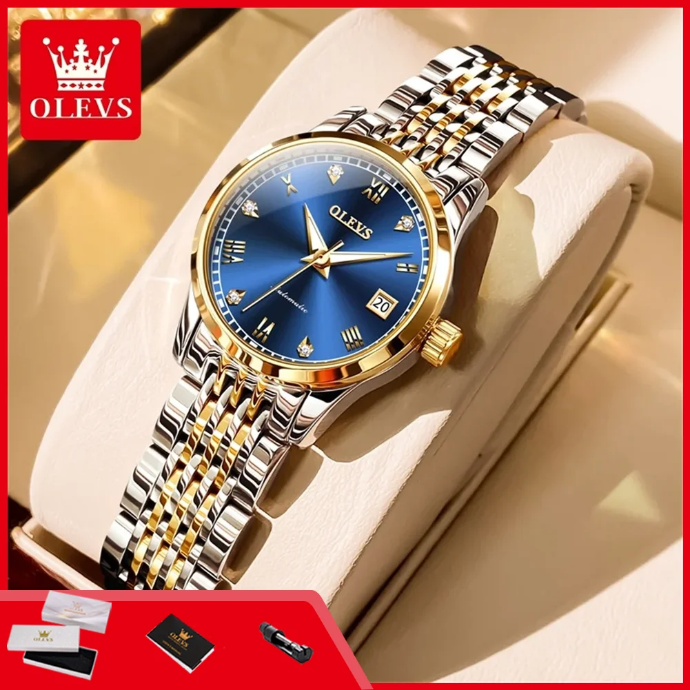 OLEVS 6602 Women's Mechanical Wristwatch Waterproof Luminous Auto Date Automatic Watches for Women Elegant Luxury Ladies Watches