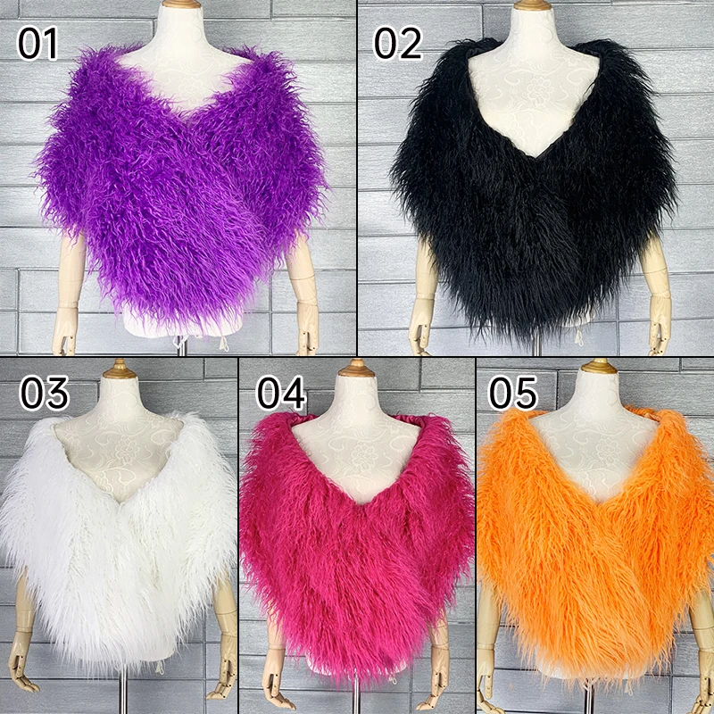 Fur Faux Winter Bolero Women Shaggy Faux Fur Coat Bridal Shawl Wedding Cape Cloaks Coat Jacket For Evening Party Faux Fur Cape