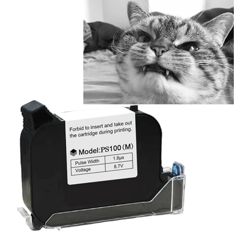 PS100(M) Quick Dry Black Inkjet Cartridge for Handheld Inkjet Printer, Works on Paper Fabric Wood Ceramics Glass Various