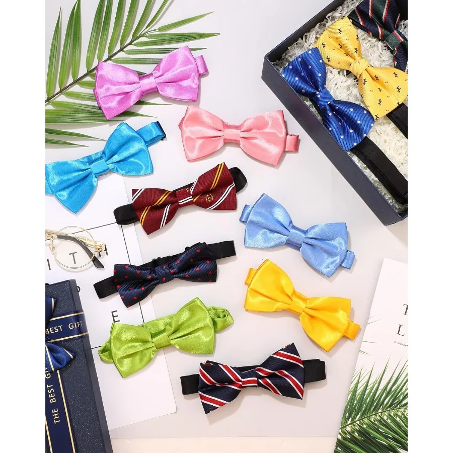 Set sfuso di 48 eleganti papillon prelegati con fascia da collo regolabile per uomo, perfetto per eventi formali, feste di matrimonio e busine