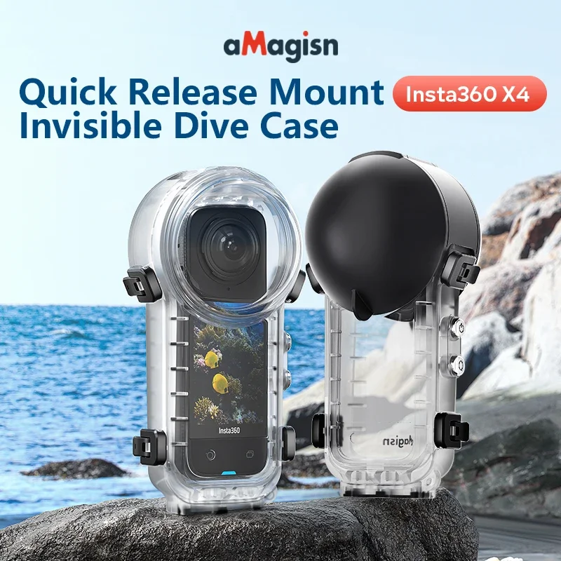 Funda de buceo Invisible de montaje de liberación rápida para Insta360 X4, carcasa Invisible impermeable, accesorios para Cámara de Acción