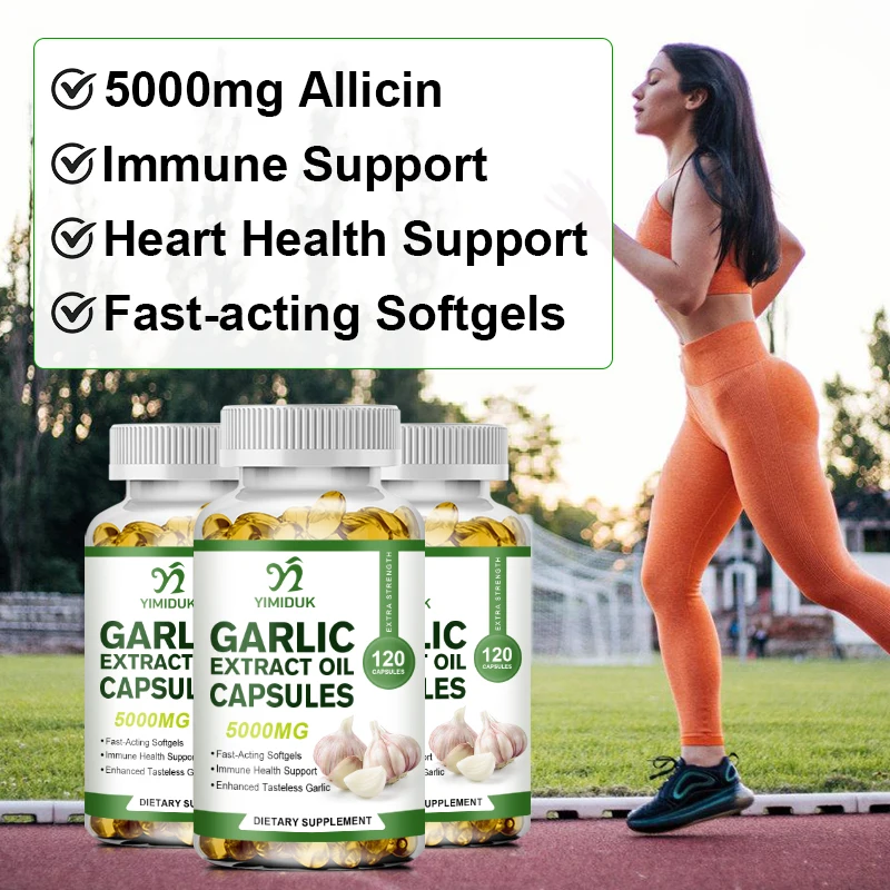 Organic Garlic Oil Extract Capsules Immunity Improves Cardiovascular Function Support Increase Glutathione Level Cellular Detox