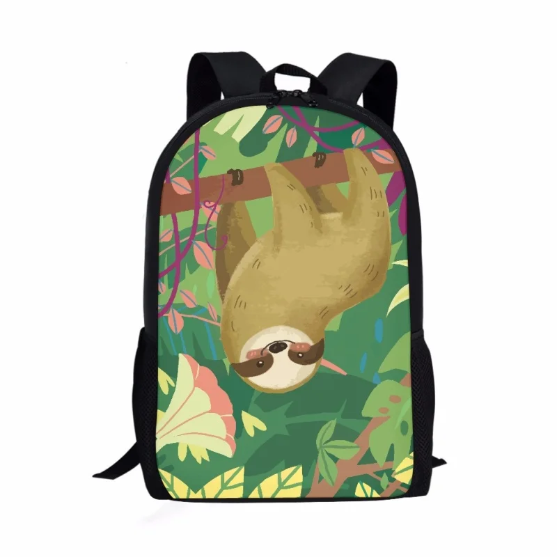 Mochila escolar con estampado de bosque de perezoso, bolsa de libros para adolescentes, mochilas para escuela primaria, niños y niñas