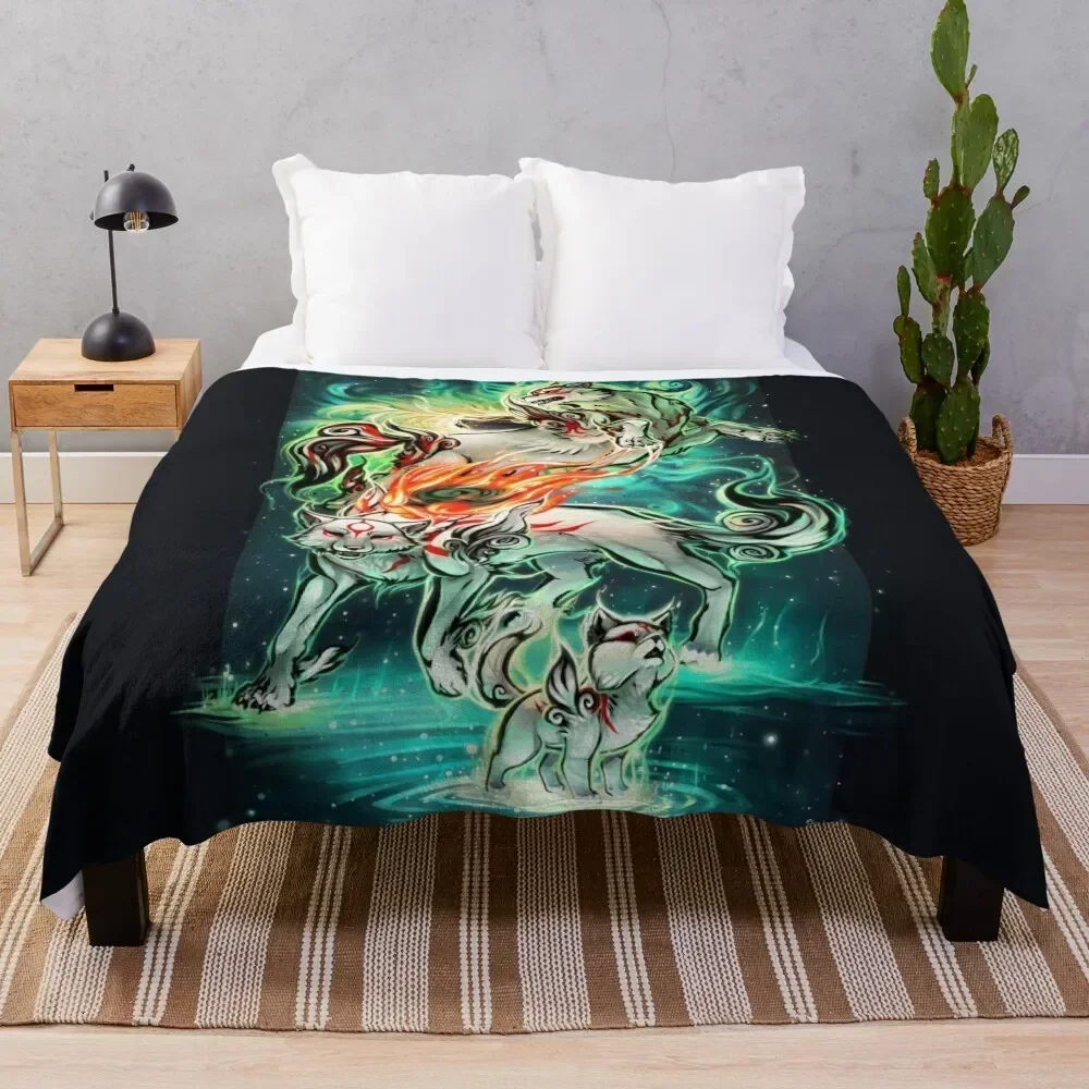 Okami generations Throw Blanket Furry Decorative Sofa Blankets