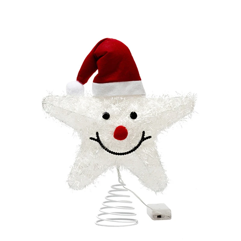 Christmas Tree Top Star Luminous Iron Star Night Light Five-pointed Star Christmas Tree Overhead Lights Festival Decoration Lamp