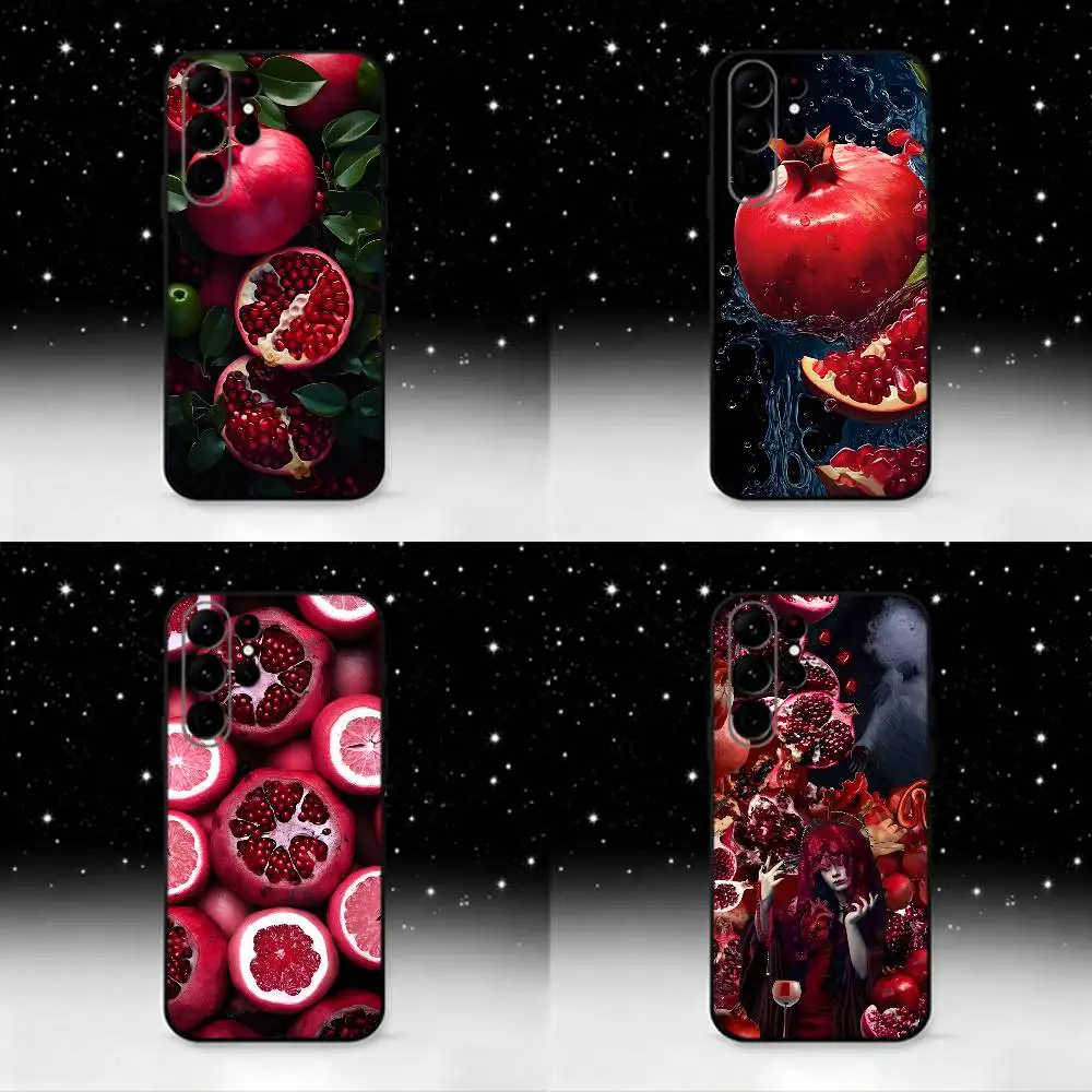 

Pomegranate ART Phone Case For Samsung S25,S24 Ultra,S20,S30 plus,S22 plus,S23,S30 Ultra 5G Silicone Black Shell