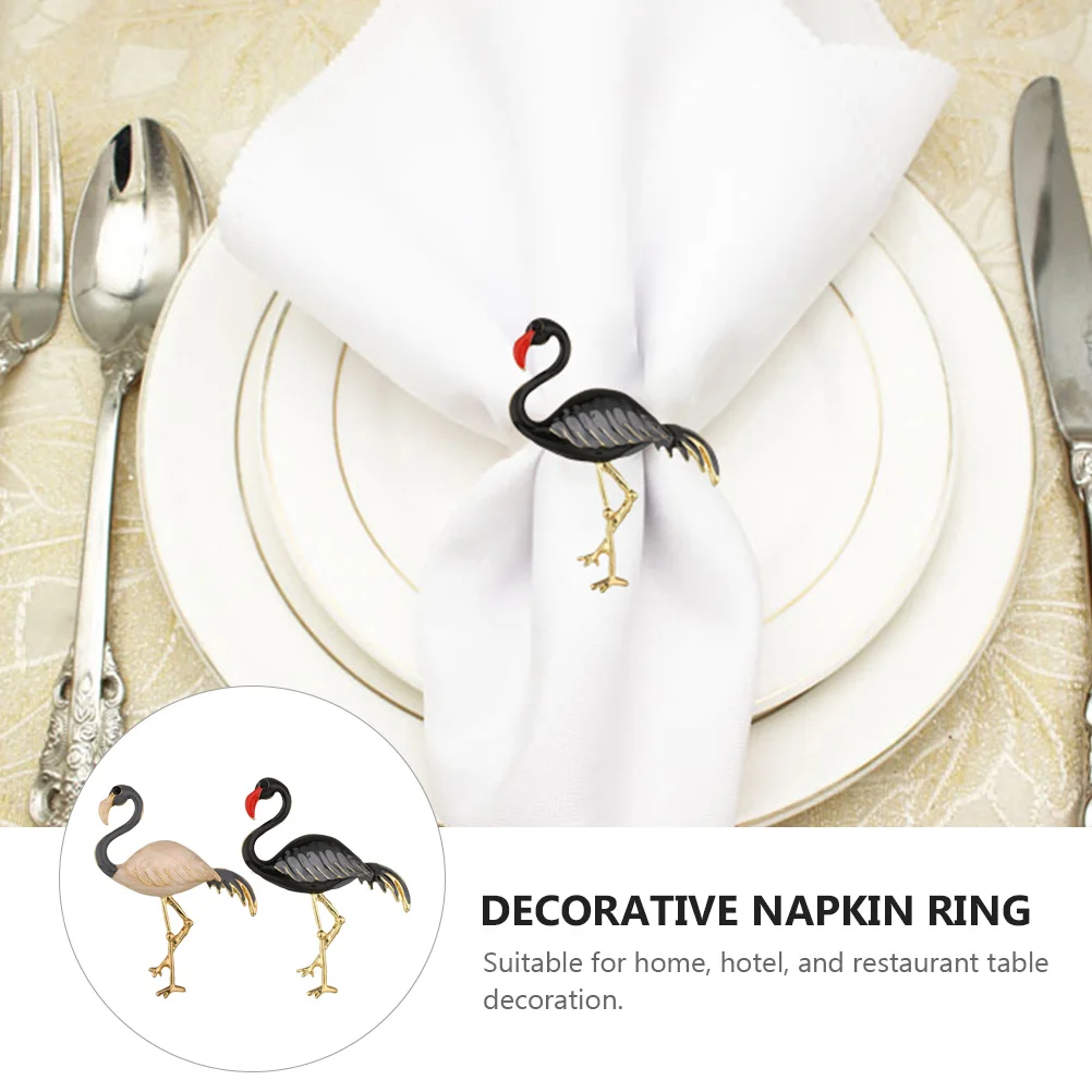 

4pcs Flamingo Shaped Napkin Ring Alloy Banquet Holders Vintage Decorative Elegant Birthday Party Table Modern Stylish