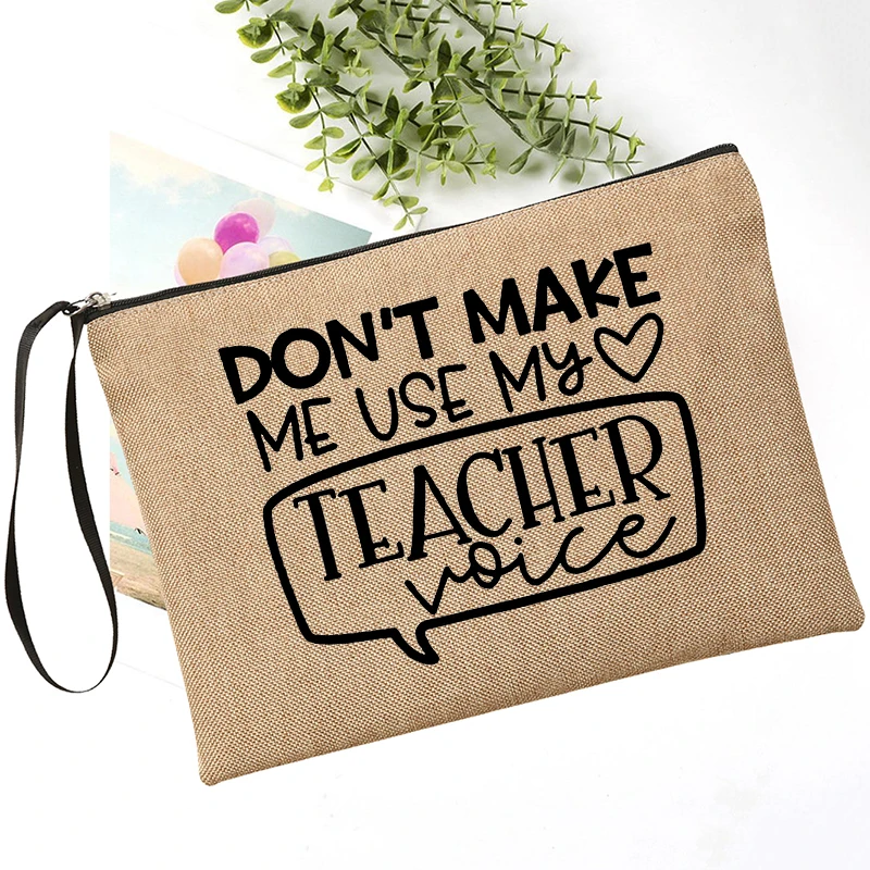 Teachers\' Day Best Gift lipstick bag Teacher Survival Kit Makeup Bag Pencil Case Women Canvas Cosmetic Bag Pouch Back To School