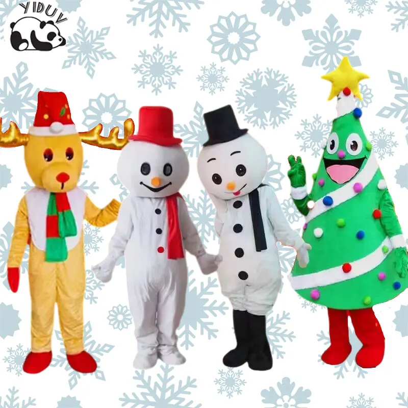 Christmas Cartoon Doll Costume Santa Claus Mascot Costume Adult Walking Suit Snowman Elk Cosplay Dressing Props