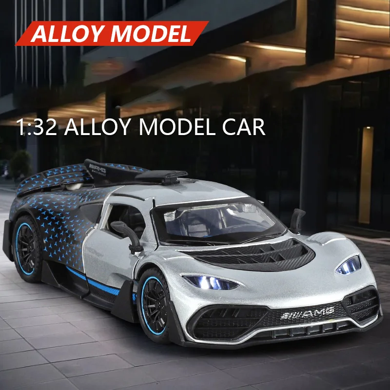 Bez 1/32 AMG ONE Super Sports Car Alloy Metal Diecast Model Hobby Kolekcje Wyświetlacz Dekoracja zabawki chłopcy prezent dla dzieci jeden kawałek