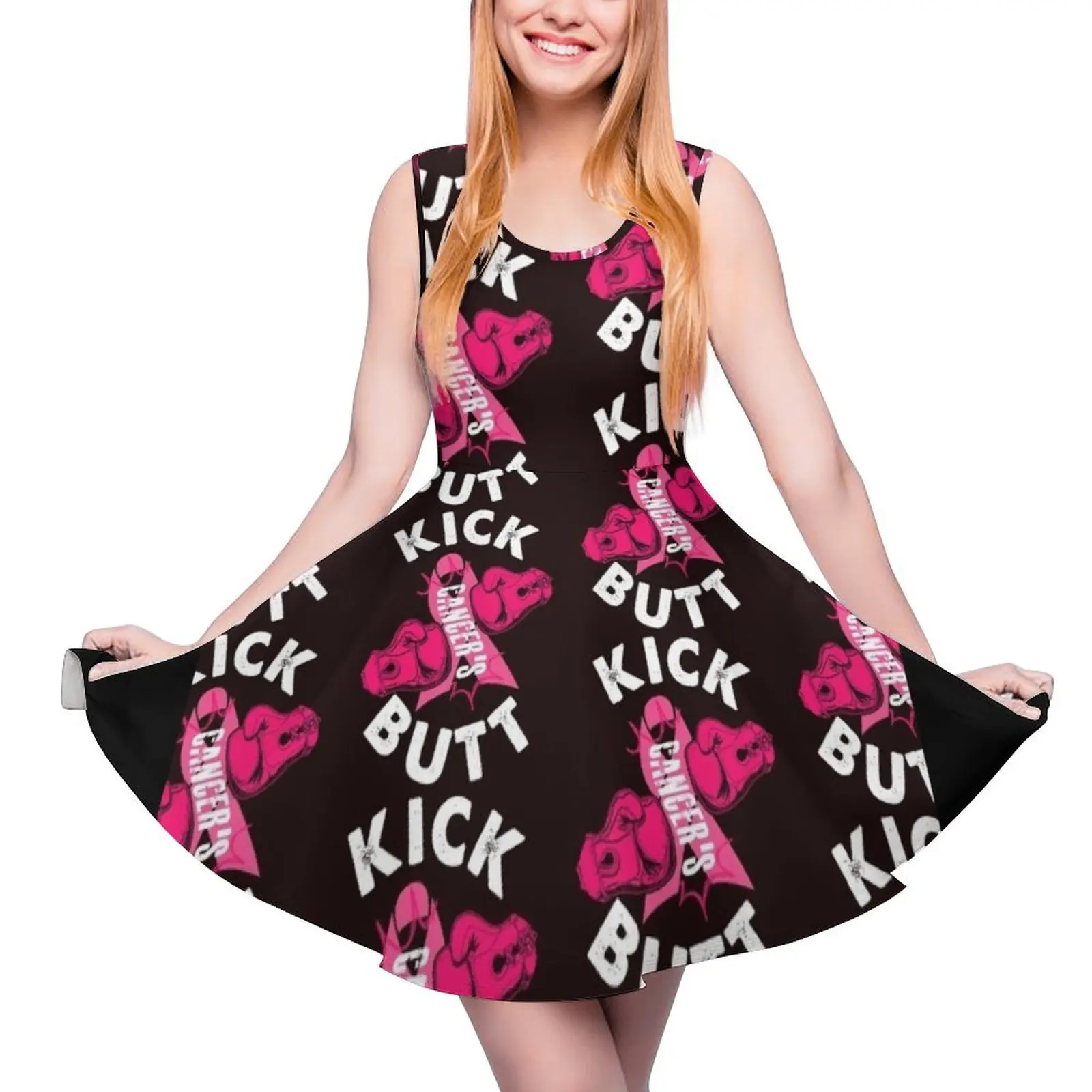 

KICK CANCER"S BUTT !!!! Breast Cancer Awareness Sleeveless Dress women clothing 2024 new arrivals dresses for special events